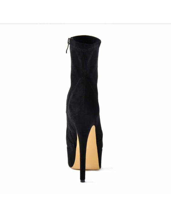 Lycra Stretch Platform Stiletto High Heel Ankle Boots