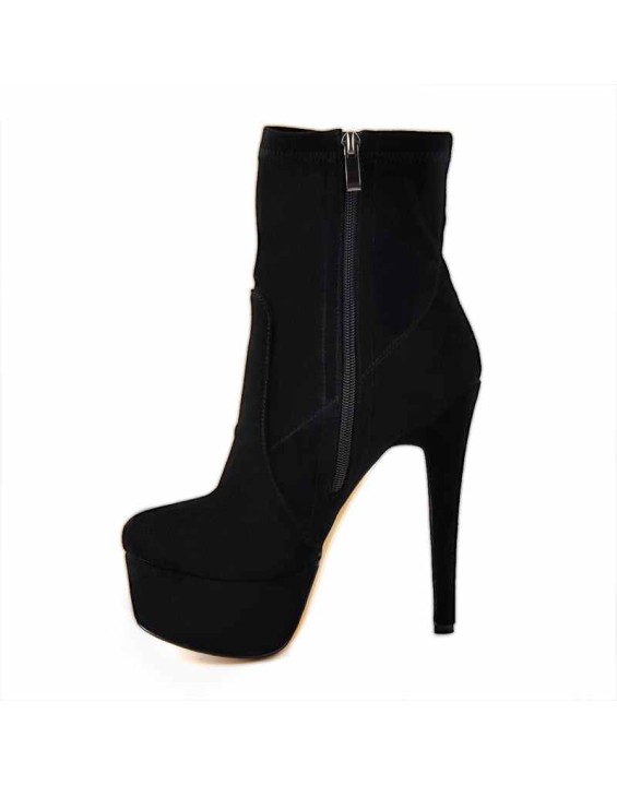 Lycra Stretch Platform Stiletto High Heel Ankle Boots