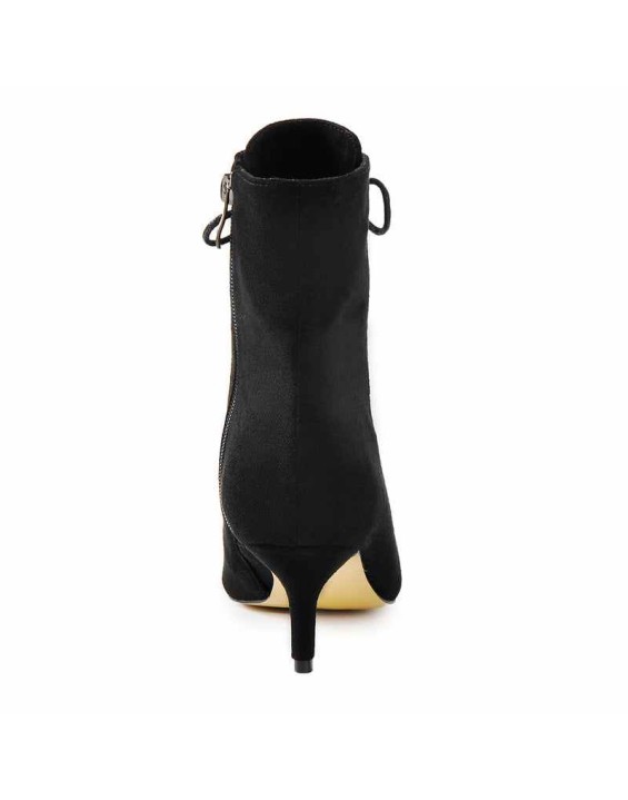 Kitten Low Heel Pointed Toe Lace Up Ankle Boots