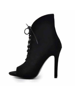Peep Toe Lace Up Stiletto Ankle Boots