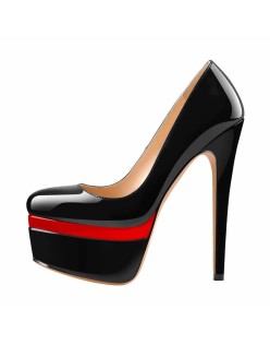Round Toe Double Platform High Heel Pumps