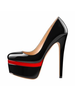 Round Toe Double Platform High Heel Pumps