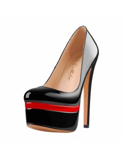Round Toe Double Platform High Heel Pumps