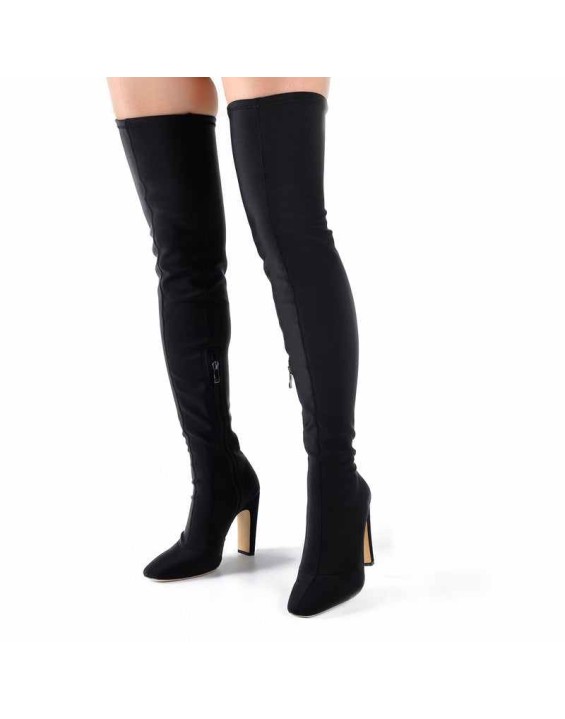 Stretchy Square Toe Block Heel Over the Knee Boots