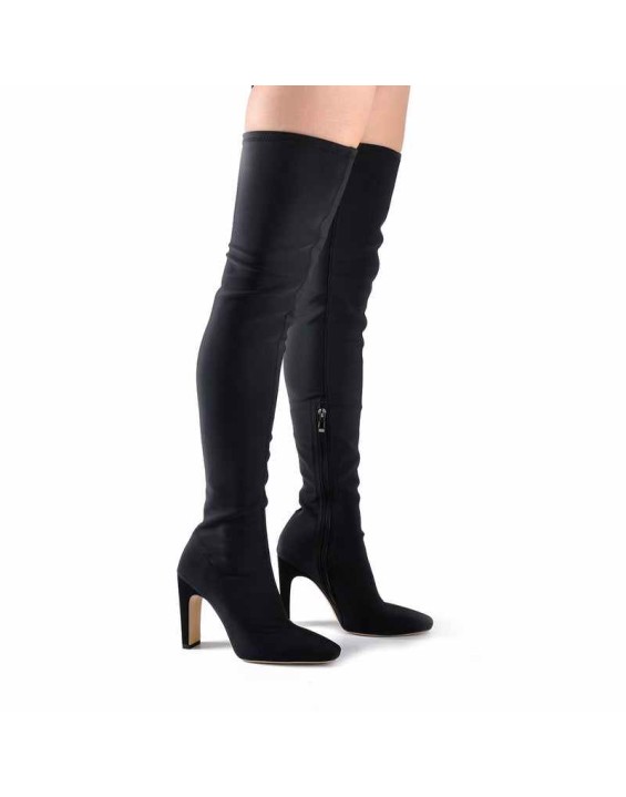 Stretchy Square Toe Block Heel Over the Knee Boots