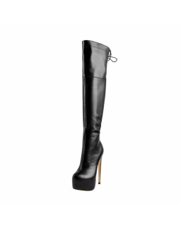 Faux Leather Platform High Heels Thigh High Boots