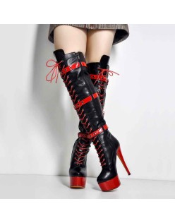 Platform Front Lace-Up High Heel Stiletto Over The Knee High Boot