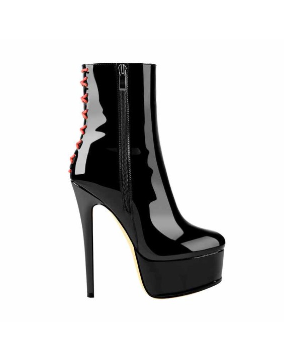 Platform Stiletto High Heel Patent leather Ankle Boots