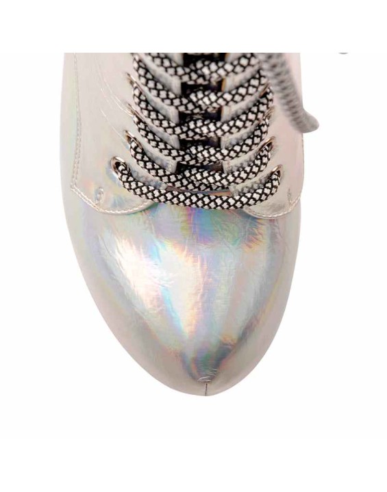 Magic Color Platform Lace Up Mid-calf Boots
