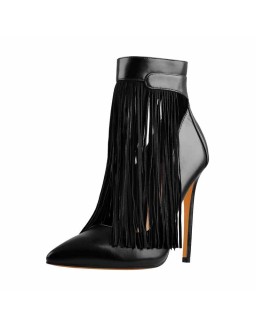 Fringe Pointed Toe Stiletto High Heels Ankle Pumps