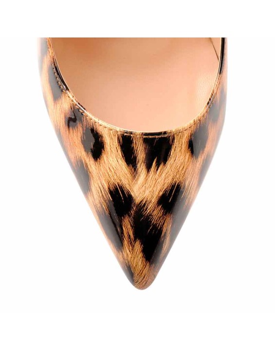 Leopard Pointed Toe Chunky Block Heel Pumps