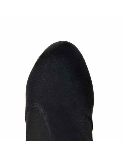 Black and Red Suede Platform Round Toe Chunky Heel Elastic Ankle Boots