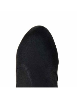 Black and Red Suede Platform Round Toe Chunky Heel Elastic Ankle Boots