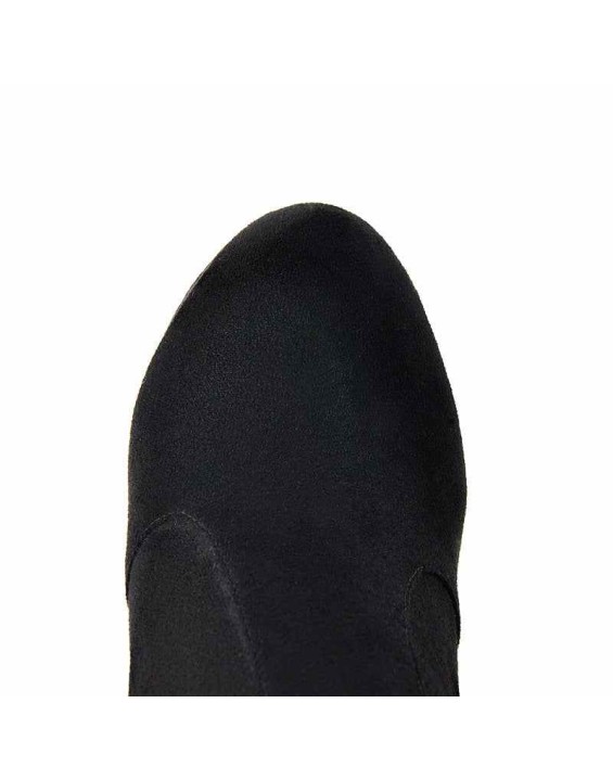 Black and Red Suede Platform Round Toe Chunky Heel Elastic Ankle Boots