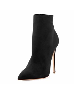 Suede Pointy Toe Stiletto High Heel Ankle Boots