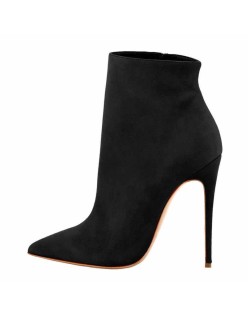Suede Pointy Toe Stiletto High Heel Ankle Boots