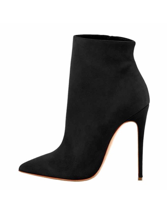 Suede Pointy Toe Stiletto High Heel Ankle Boots