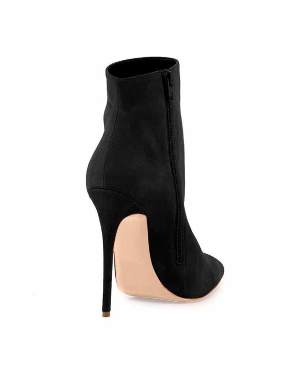 Suede Pointy Toe Stiletto High Heel Ankle Boots