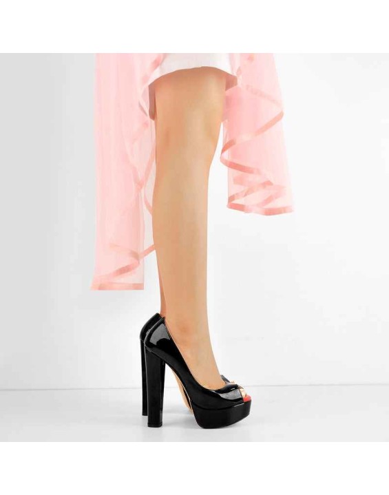 Peep Toe Platform Chunky High Heel Pumps