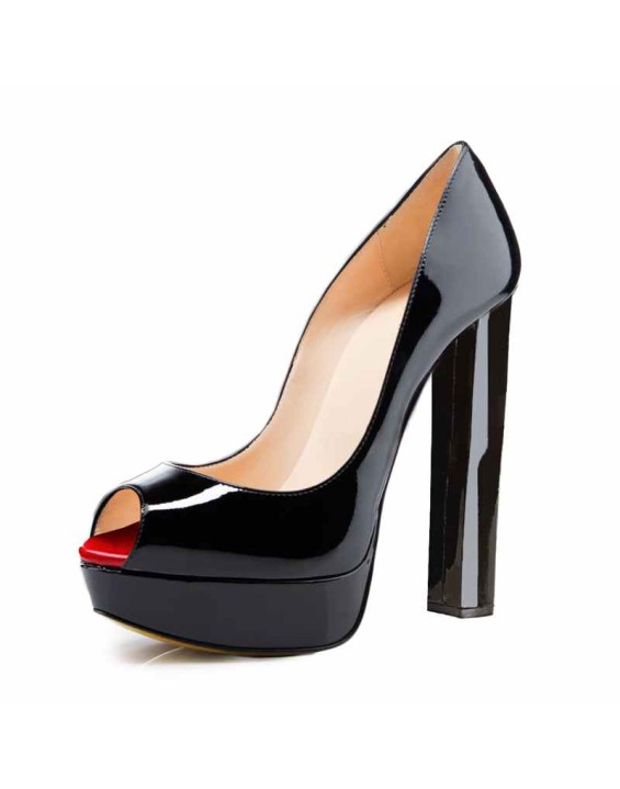 Peep Toe Platform Chunky High Heel Pumps