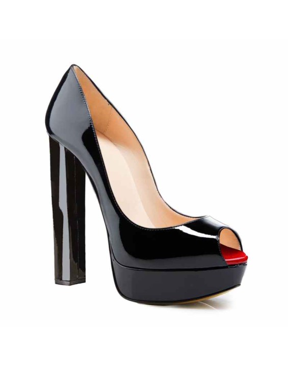 Peep Toe Platform Chunky High Heel Pumps