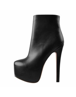 Rounded Toe Platform Stiletto High Heel Ankle Boots
