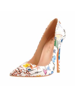 Graffiti Colorful Stiletto Pointed Toe 12cm High Heels Pumps