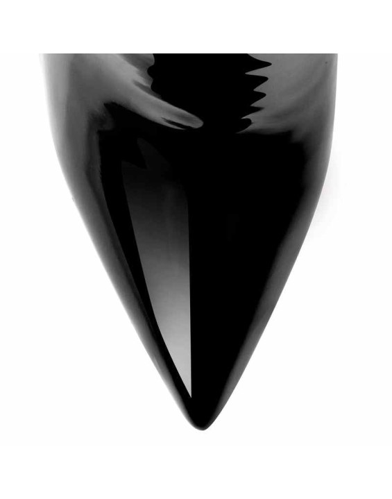 Black Patent Leather Zip Pointed Toe Knee High Boots
