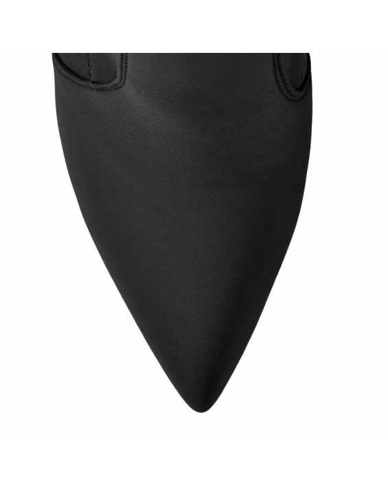 Pointed Toe Minimalistic Stretch Chunky Block High Heels Ankle Booties