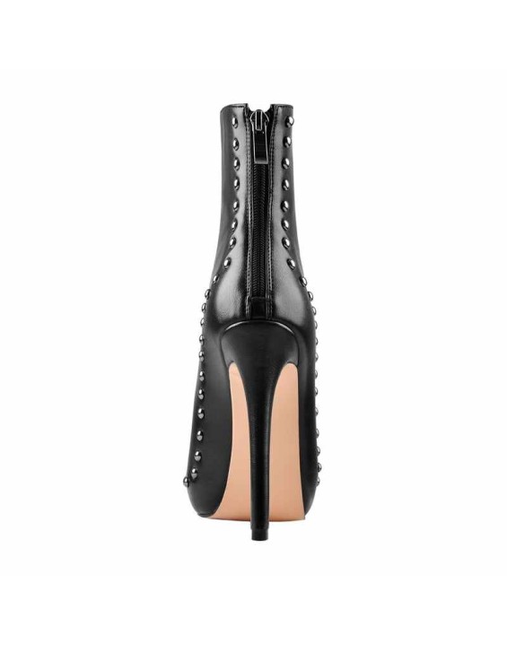 Peep Toe Platform Stiletto High Heel Rivet Ankle Boots