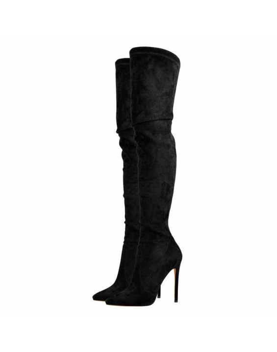 Stretch Over the Knee High Boots Pointed Toe Stiletto Booties