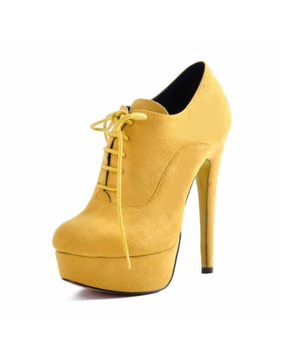 Platform Lace Up Stiletto High Heels Suede Leather Ankle Bootie