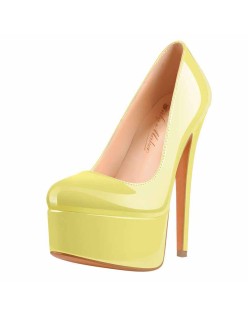 Patent Leather Rounde Toe Platform Leopard Stiletto High Heels Pumps