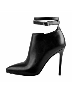 Pointed Black Matt High Heel Zipper Ankle Boots