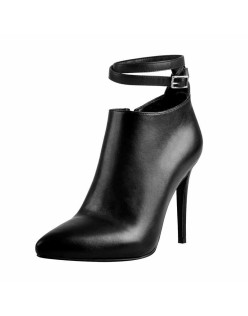 Pointed Black Matt High Heel Zipper Ankle Boots