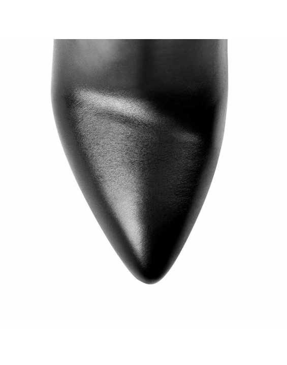 Pointed Black Matt High Heel Zipper Ankle Boots