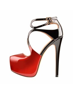 Platform Pointed Toe Cross Straps Ankle Buckle Stiletto Pumps