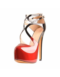 Platform Pointed Toe Cross Straps Ankle Buckle Stiletto Pumps