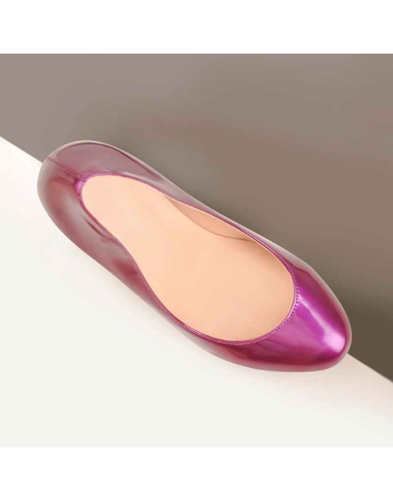 Round Toe Stiletto High Heel 3CM Platform Purple Slip On Pumps