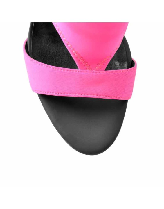 Open Toe Lace-up Ankle Buckle Pink High Heels Booties Sandals