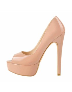 Peep Toe Platform Baby Pink Stiletto High Heel Pumps