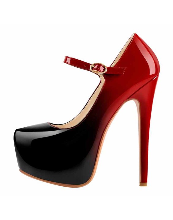 Mary Jane Platform Red Pointed Toe Stiletto High Heels Pumps