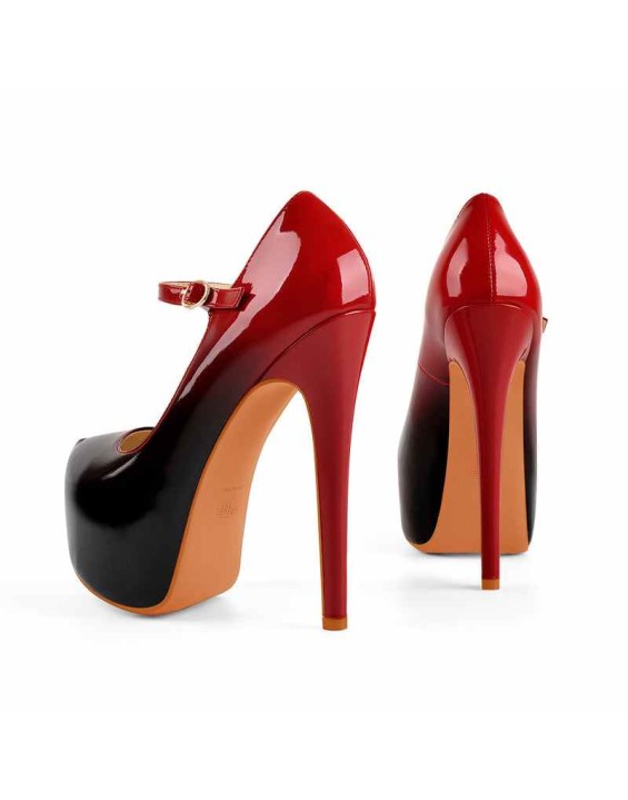 Mary Jane Platform Red Pointed Toe Stiletto High Heels Pumps