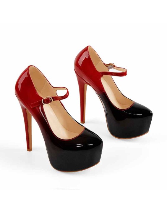 Mary Jane Platform Red Pointed Toe Stiletto High Heels Pumps