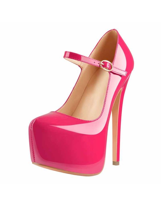 Mary Jane Platform Red Pointed Toe Stiletto High Heels Pumps