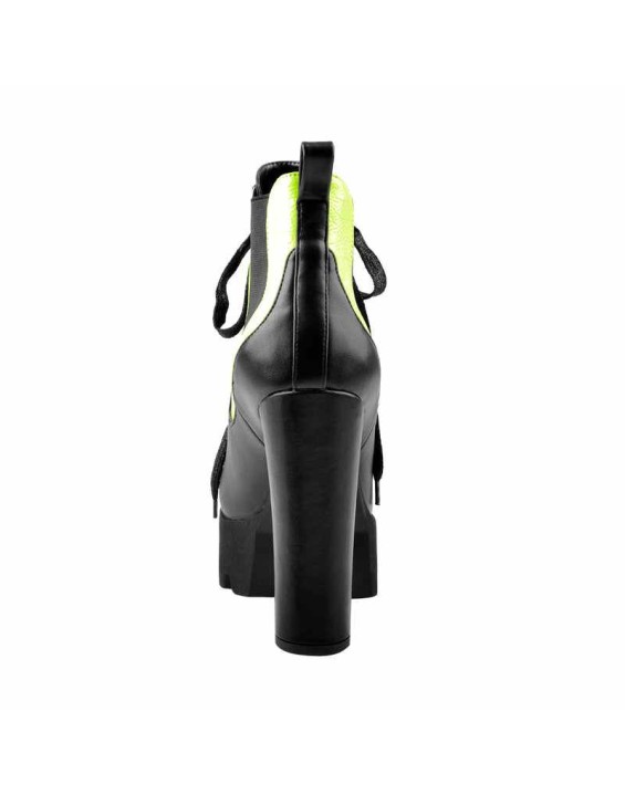 Round Toe Platform Chunky Heels Stitching Stretch Ankle Boots