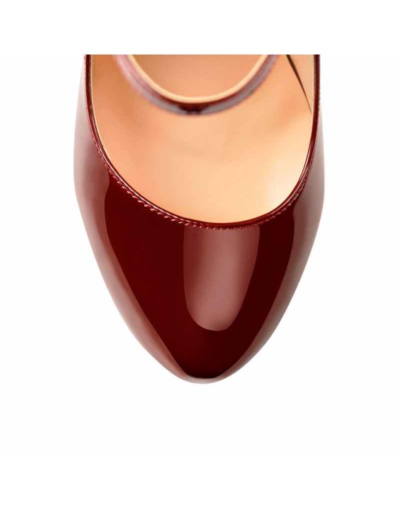Burgundy Platform Pointed Toe Chunky Square High Heels Pumps
