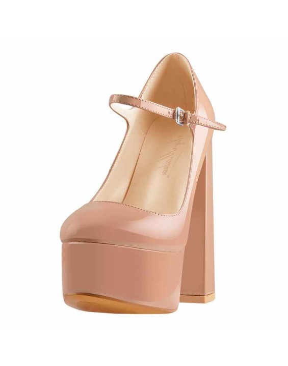 Mary Jane Baby Pink Pumps Platform Chunky High Heels Round Toe Ankle Strap Pumps
