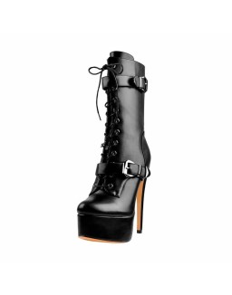 Punk Buckle Strap Platform High Heels Ankle Boots