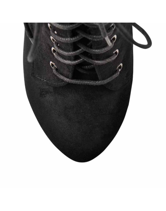 Black Suede Lace Up Platform Wedges Ankle Boots